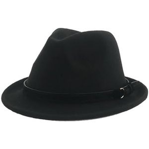 Hoeden for dames Fedora Winter Cowboyhoed Top Wol Kaki Groen Zwart Jazz Caps Herenhoeden for heren (Color : Black3, Size : 56-58cm(adults))