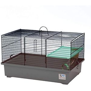 decorwelt Hamsterkooi, grijs, buitenafmetingen 49 x 32,5 x 29 cm, knaagdierenkooi hamster plastic kooi met accessoires