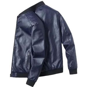 Hgvcfcv Mannen Jassen Lederen Jas Voor Heren Slanke Dunne Trendy Kleding Pu Jassen Rijden Jassen Voor Motorfietsen Mannen, Blauw, S