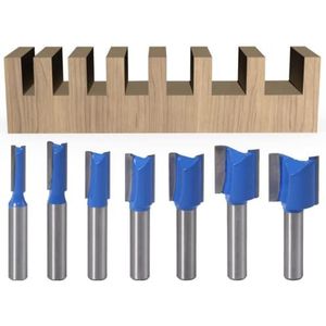 APlus Set van 7 Hardmetalen Stiftfrezen, Rechte Stiftfrezen, Stiftfrezen voor Houtbewerking, Handfrezen, Kantenfrezen [ Schacht 8 mm ]