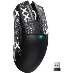 ATTACK SHARK X11SE Draadloze Gamingmuis, 63 g Superlicht Met PixArt PAW3311 Sensor, 22000 DPI, Tri-Mode BT/2.4Ghz/Bedraad, 1000Hz, 300mAh Batterij, Dubbele Driver, voor PC/Xbox/PS/Mac (Zwart met tape)