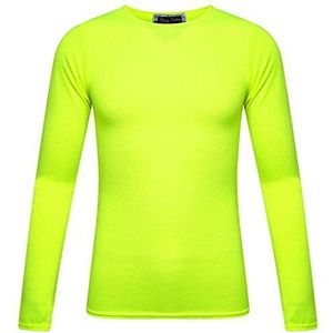 FunkyFashion Meisjes Kinderen Kids Lange Mouw Stretch NEON TOP Fluorescerend T-shirt, Neon Geel, 9-10 jaar