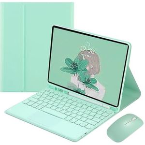 Toetsenbordhoes voor Samsung Galaxy Tab A7 10.4 inch 2022/2020, Ingebouwde Potloodhouder, Magnetisch Afneembaar Draadloos Toetsenbord met Bluetooth Muis,Groen