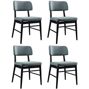 GEIRONV Retro ontwerp keuken stoelen set van 4, metalen benen katoen en linnen eetkamer stoelen woonkamer slaapkamer ligstoelen Eetstoelen (Color : Gris)