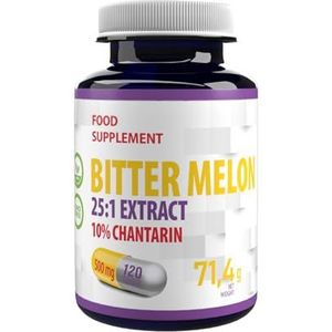 Bittere Meloen (Bitter Melon/Karela) 12.500mg Equivalent (500mg van 25:1 extract) 120 Veganistische Capsules, 10% Chantarine, Supplement met hoge sterkte
