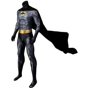 Volwassen Mannen Batman Kostuum，Halloween Dark Knight Batman Costume，Superheld Cosplay Heren Batman Bodysuit，Zwarte Jumpsuit Cape Masker，12 tot 14 Jaar Kinderen Feest Kostuums.(S,No Mask)