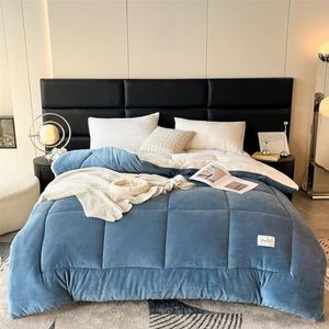 Comforter, Thicken Lamb Cashmere Winter Double Bed fluffy blanket, Reversible Thermal Wooly Blankets, Thick Warm Cashmere Blanket Bedding, Winter Quilt Dekbed (220x240 cm (3 kg),Blauw)