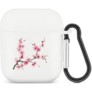 Japanse Kersenbloesem Leuke Case voor AirPods 2&1 Schokbestendige Beschermende Hoofdtelefoon Gevallen Cover Met Sleutelhanger Voor Mannen Vrouwen