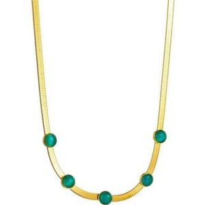 316L roestvrij staal om groene groene stenen ketting voor vrouwen Vintage vrouwelijke slang ketting sieraden huwelijksgeschenk