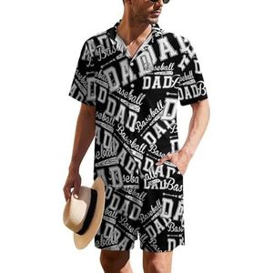 Honkbal Dad Hawaïaans pak voor heren, set van 2 stuks, strandoutfit, shirt en korte broek, bijpassende set