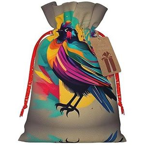 Kleurrijke Vogel Jute Trekkoord Gift Bags-Voor Kerstmis, Verjaardag En Verjaardag Vieringen