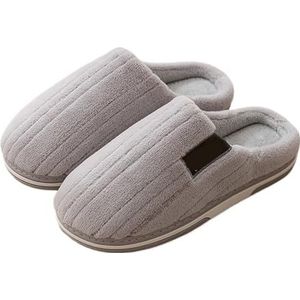 XJXZCFNB Thuis Slippers voor Vrouwen Grote Maat 50 51 Heren Thuis Slippers Herfst Winter Warme Harige Flats Vrouwen Schoenen Koppels Antislip Indoor Zachte Warme Pluche Slides, Grijs, 50-51(Fit Foot