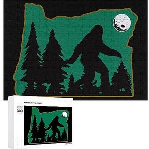 Sasquatch Bigfoot in Oregon grappige puzzel houten foto puzzel gepersonaliseerde aangepaste cadeau voor mannen vrouwen 300/500/1000 stuk