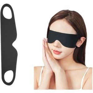 Lichtblokkerend draagbaar dun ijs zijde oogmasker voor zomer reizen slapen blinddoek met oor opknoping riem unisex ooglapje (zwart)