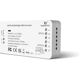 GLEDOPTO WLED Controler Digitaal adresseerbare LED Stripe WS2811, WS2812B, SK6812, WS 2801 APA 012, APA104 (WLED)