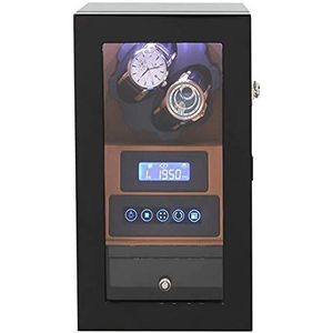 2+0 automatische houten unisex watchwinder, LED-omgevingslicht met ladevergrendeling Afstandsbediening LCD-aanraakscherm Rotatieopwinders Deluxe stille motor grenen box