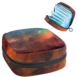 Maandverband Opbergtas,Draagbare maandverband Opbergzak,Watercolored Galaxy Texture, Meerkleurig, 4.7x6.6x6.6 in/12x17x17 cm