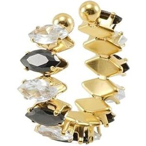 Damesring roestvrijstalen diamanten ring Modieuze 18K gouden verstelbare ringarmband (Style : 6)