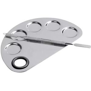 Tsathoggua Professioneel make-up-palet en spatel, upgrade mixing make-up palet, roestvrij stalen cosmeticatalet met spatel voor het mengen van make-up, cosmetica of nagelkunst