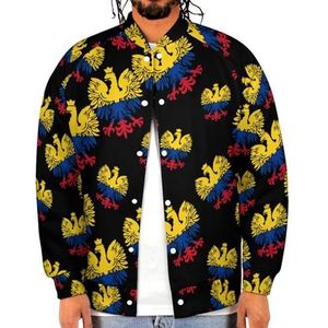 Colombia vlag met Poolse adelaar grappige mannen honkbal jas bedrukte jas zacht sweatshirt voor lente herfst