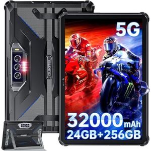 OBA Oukitel RT7 5G Tablet PC Rugged – 32000 mAh accu, 24 (12 + 12) GB + 256 GB robuust, Android 13 MT6853, 48 MP + 32 MP, 10,1 inch FHD+, Dual 5G LTE/OTG/GPS/Face ID, zwart