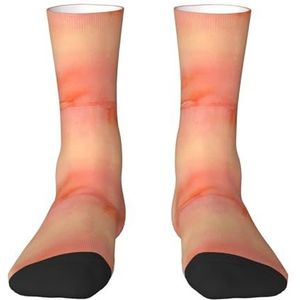 Koraalkleurige aquareltinten in roze-oranje, compressiesokken, crew-sokken, casual sokken voor volwassenen, sportsokken
