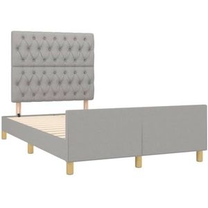 vidaXL Bedframe met hoofdbord lichtgrijs 120x190 cm, bed, ledikant, tweepersoonsbed, slaapmeubel, bedbodem, bedden, slaapmeubels, slaapmeubelen