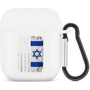Amerikaanse Vriendschap Israël Vlag Leuke Case Voor AirPods 2&1 Schokbestendige Beschermende Hoofdtelefoon Gevallen Cover Met Sleutelhanger Voor Mannen Vrouwen