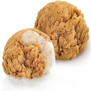 tom&pat Zimocca Baby Sponzen gemaakt van natuurlijke spons, set van 2 in maat: medium & small, DERMATEST: ZEER GOED, rechtstreeks uit de Middellandse Zee, plastic-vrije verpakking (2 x 7-10 cm)