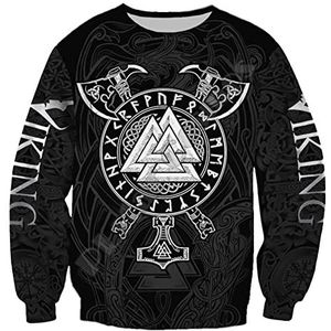 Noorse Mythe Viking Hoodies Voor Mannen, Valknut Symbool Tattoo Grafisch Harajuku Sweatshirt Met Lange Mouwen, Outdoor Casual Losse Straat Trui Met Korte Mouwen