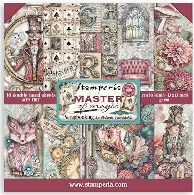 Stamperia - Scrapbook Paper Pad for Scrapbooking, Albums, Card Making, Bullet Journalling and More, Acid Free, Double-Sided, Perfect for Hobbies, Crafts, and Gifting (Master of Magic) (30.5 x 30.5cm)