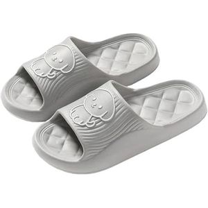 Jhsm-danielfan 2-pack traagschuim huispantoffels - zomer ademende indoor slippers met dikke antislip zool, rustige badslippers, Grijs, 40 EU
