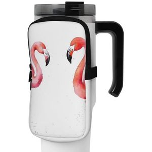 Waterfleszakje sportfles accessoires tas aquarel flamingo's handheld waterfles zakjes voor sportschool waterflessen accessoires voor wandelen beker waterfles tas voor reizen kamperen, Zwart, M