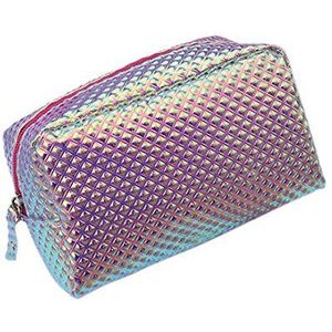 Hologram Ritssluiting Make-up Buidelzak Koppeling Reizen Potlood Muntverandering Organizer Tas voor Vrouwen Large Paars