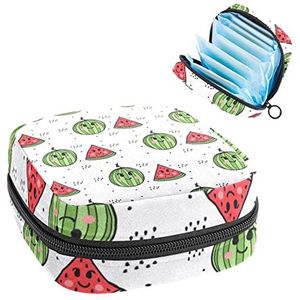 Opbergtas voor maandverband Pads, Menstruatie Cup Pouch, Periode Bag Organizer voor vrouwelijke Pads Tampons, Cartoon Watermeloen