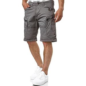 INDICODE Heren Bosa Cargo Shorts | Cargo korte broek met 7 zakken van 98% katoen Pewter M