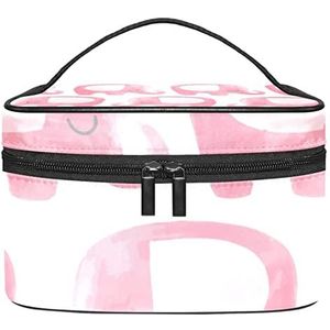 Make-up Organizer Bag, Reizen Make-up Tas Organizer Case Draagbare Cosmetische Tas voor Vrouwen en Meisjes Toiletries Olifant Roze Dier, Meerkleurig, 22.5x15x13.8cm/8.9x5.9x5.4in