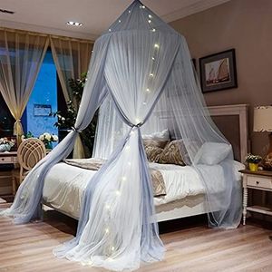 Prinses Stijl Opknoping Dome Mosquito Netto Bed Canopy Romantische Dubbellaags Garen Bed Valance Decor Bed Cover Gordijn Luifelgordijnen (Color : B, Size : 1.8x2.2m bed)