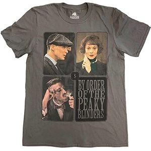 Peaky Blinders - T-shirt met geruite portretten van katoen voor volwassenen, uniseks, antraciet, L