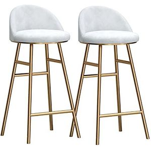 AADDFDD Barkrukken Barstoelen Metalen Barkrukken Barkrukken Moderne Fluwelen Bar Stoelen met Rugleuning en Gouden Voetsteun, Zitting H 65/75 cm voor Keuken, Cafe Diner, Pub