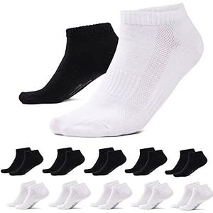 MOUNTREX Sneakersokken (10 paar) voor Dames en Heren - Sportsokken, Sneaker Sokken, Enkelsokken (47-50, Wit/Zwart)