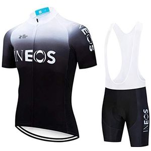 Zomer Heren Fietsen Pak Korte Mouw Fietsen Kleding Set Met Jersey en Gel Gewatteerde Shorts voor Comfortabele Sneldrogende Rijden Sportkleding (Wit zwart 2, L)