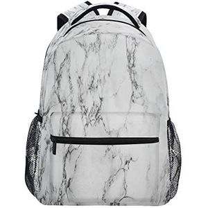 RXYY Marmer Textuur Zwart Wit School Rugzak voor Jongens Meisjes Grote Capaciteit Boekentas Reistas Schouder College Daypack School Tas Boekentas Wandelen Camping