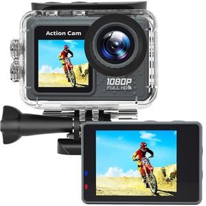 Actiecamera, WiFi Action Camera 30m Waterdichte Oefenvideorecorder 120° Groothoek Sportcamcorder met Acssoireset,voor fietsen, motorfietsen(With 128G card)