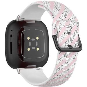 Sportbandje compatibel met Fitbit Sense / Sense 2 / Versa 4 / Versa 3 (Trendy Stripes Polka), siliconen armband, accessoire