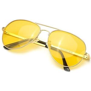 SODQW Nachtrijbril, HD-nachtzicht Anti-glare veiligheidsbril Gele lens voor rijden 's nachts, UVA UVB-bescherming (Gouden montuur/nachtzichtbril)