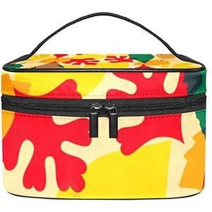 Herfst bladeren geel oranje groen rood make-up organizer tas, reizen make-up tas organizer case draagbare cosmetische tas voor vrouwen en meisjes toiletartikelen, Meerkleurig, 22.5x15x13.8cm/8.9x5.9x5.4in