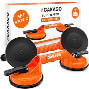 Gakago zuigheffer (verpakking van 2) - Ergonomische & anti-slip zuignappen - 120kg belastbare zuigheffer voor het transporteren van tegels, laminaat, ruiten en glas
