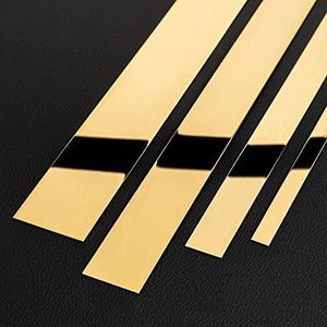 Molding Trim Gemetalliseerde Afwerking Kit Strip, 10 m gemetalliseerde lijst- en wandversiering Zelfklevende spiegelachtige afgewerkte muurrandstrip, flexibele ultradunne decoratieve rand(Gold Mirror,