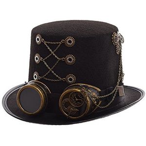GRACEART Steampunk hoge hoeden met bril (diverse stijlen), Stijl-02, 58